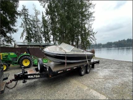 A boat on a trailer