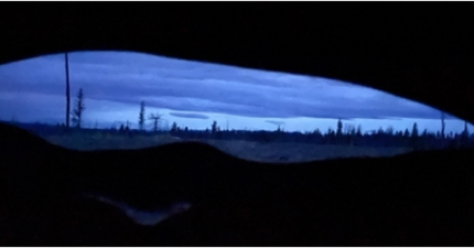 Inside the blind by 4:55a.m. to watch the sharp-tailed grouse lek. 