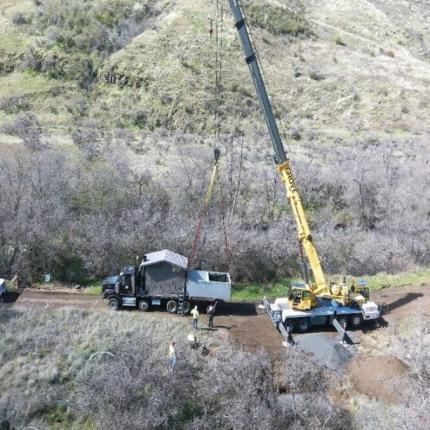 A restroom being installed at the Chief Joseph Wildlife Area.