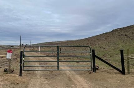 New metal gate at Corrals parking area on Whiskey Dick Unit
