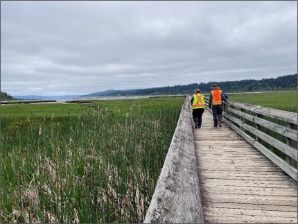 Touring the boardwalk at Theler Wetlands, adjacent to the Union River Unit. 