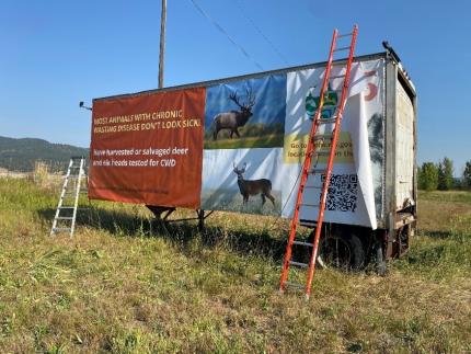 A chronic wasting disease billboard