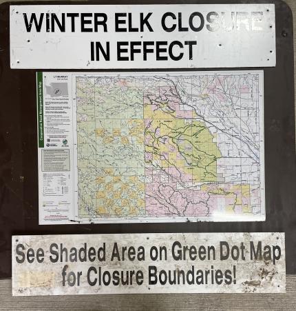 New signs set up next to a green dot management map