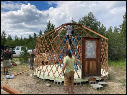 A yurt being assembled