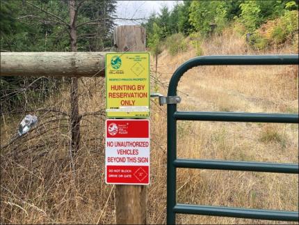 Hunt by Reservation sign near Skamania County