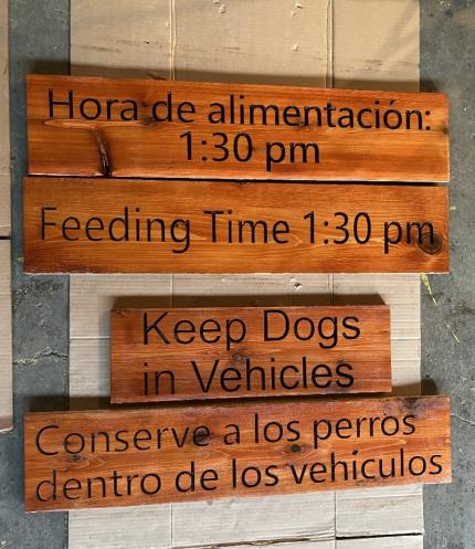 Newly completed bilingual signage. 