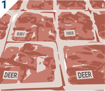 Packages of de-boned deer meat