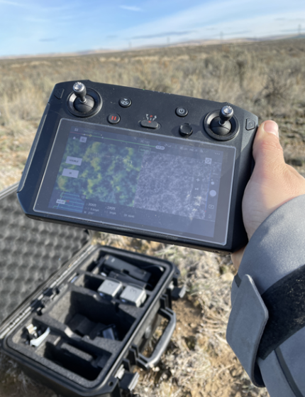 Drone controller showing a map on device