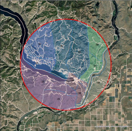 Areas surveyed by volunteers during the Chelan Christmas Bird Count. 