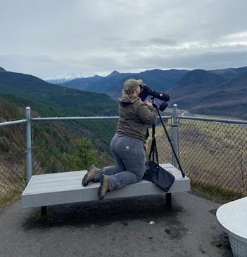 Technician Crane focuses in on a group of elk as part of our twice monthly elk counts.