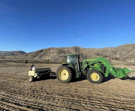 A tractor seeder