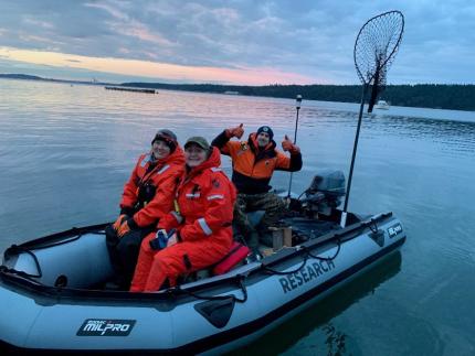 Marbled Murrelet capture boat ready for work.  