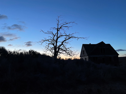 Sunrise over an abandoned farmhouse/homestead in Douglas County.