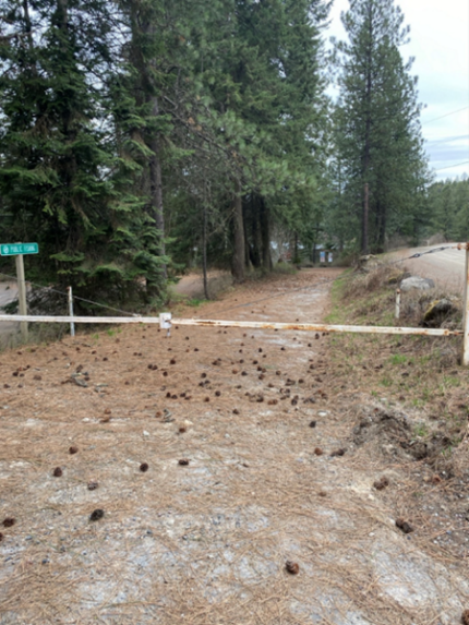 Fan Lake Access Area entry, before debris removal. 