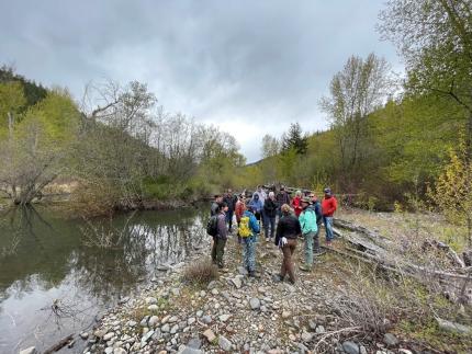 CWU geology students and members of AWRA in Taneum Creek. 