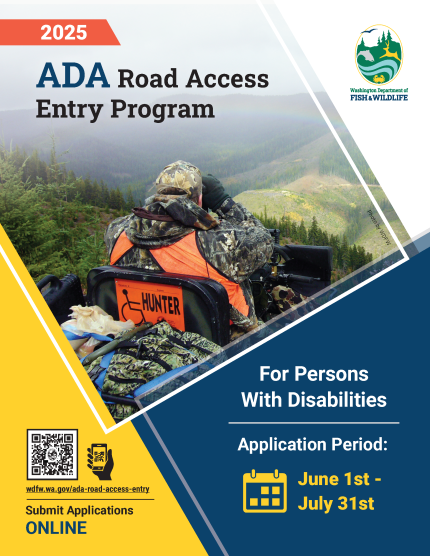 Pamphlet cover featuring image of disabled hunter wearing hunter orange in a motorized ATV