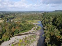 Aerial view of stretch of Wynoochee River