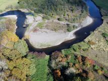Aerial view of stretch of Satsop River