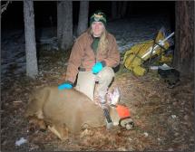 Wildlife Area Assistant Manager Hunt with an immobilized, ear tagged, collared deer
