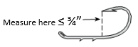 Shows example of how to measure hook gap, shows distance measured between point and shank