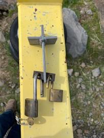 Updated locking mechanism on the Mud Lake gate.