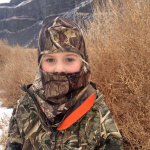 Nevaeh hunts every weekend with her Daddy, Mommy, and Brother. It was in the 20's and she hiked in brush taller than her.